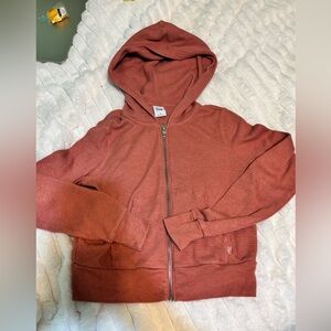 Aritzia waffle zip up sweater